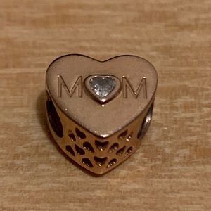 Pandora Rose Gold/CZ Mom Heart Charm